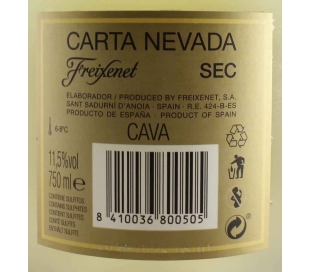 CAVA CARTA NEVADA SECO FREIXENET 75 CL.