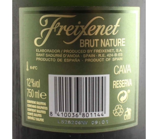 CAVA BRUT NATURE FREIXENET 75 CL.