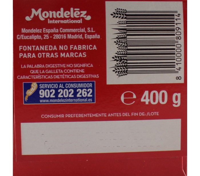 GALLETAS DIGESTIVE FONTANEDA 400 GR.