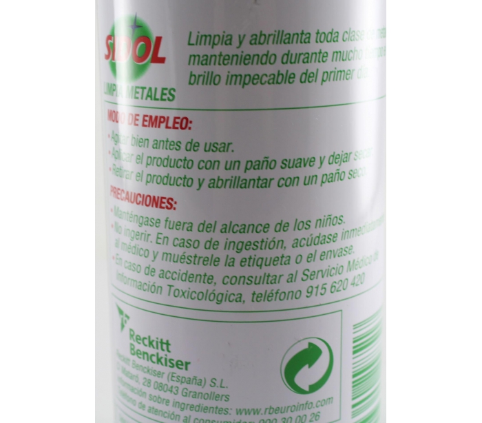 Limpia Metales Sidol Brillo Deslumbrante 150 ml.