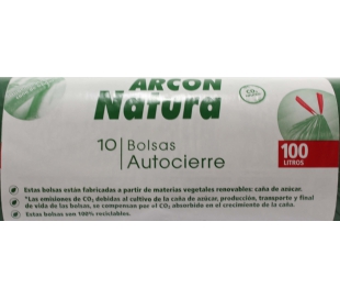 BOLSA BASURA 100 L. AUTOCIERRE ARCON NATURA 10 UN.