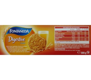 GALLETAS DIGESTIVE FINAS CHOCOLATE CON LECHE FONTANEDA 170 GRS.