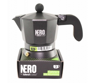 CAFETERA ALUMINIO NGRA. NERO 3 T.