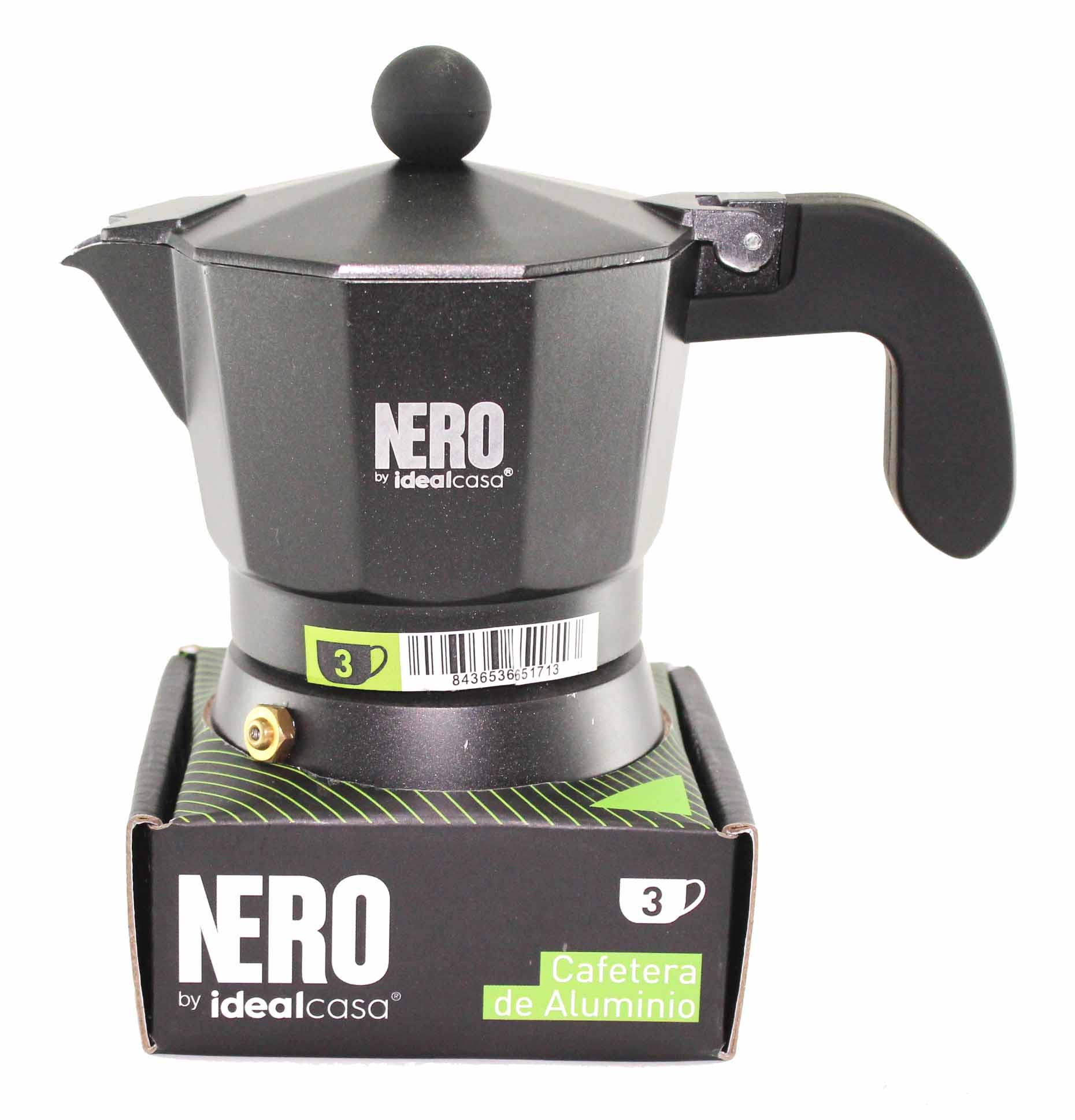 CAFETERA ALUMINIO NGRA. NERO 3 T.