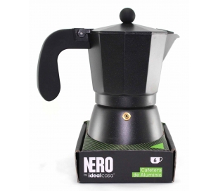 CAFETERA ALUMINIO NGRA. NERO 6 T.