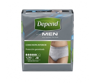 PRENDA INTERIOR FOR MEN TALLA L/XL DEPEND 9 UND.