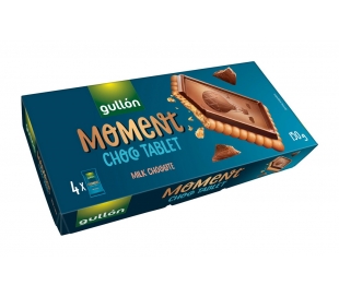 GALLETAS TABLET CHOCO LECHE MOMENT GULLON 150 GR. 4 UN.