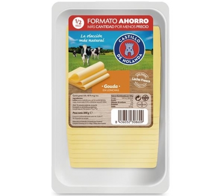 QUESO GOUDA AHORRO EL CASTILLO 500 GR.LONCHAS