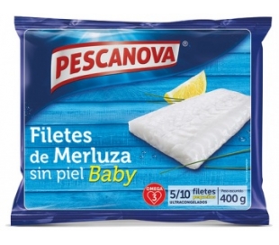 FILETE MERLUZA SIN PIEL PESCANOVA 400 GRS.