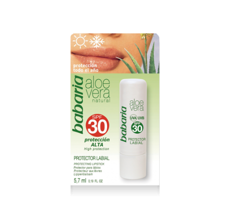 PROTECTOR LABIAL ALOE VERA SPF 30 BABARIA 5.7 ML.