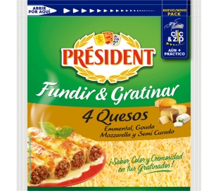 QUESO RALLADO 4 QUESOS PRESIDENT 150 GR.