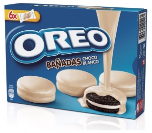 GALLETAS OREO BAÑADAS EN CHOCOLATE BLANCO OREO 246 GR. 6 UN.