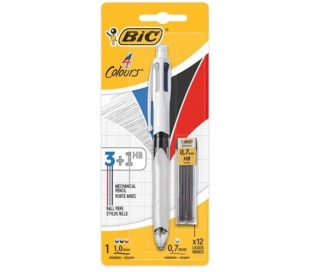 BOLIGRAFO 4 COLORES+MINA BIC 1U