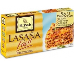 LASAÑA PRECOCIDA EL PAVO 200 GR.