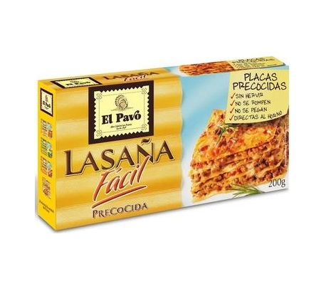 LASAÑA PRECOCIDA EL PAVO 200 GR.