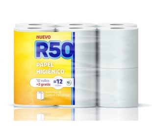 PAPEL HIGIENICO DOBLE CAPA R-50 10+2 ROLLOS