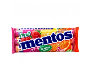 CARAMELOS FRUTA MENTOS PACK 3X38 GRS.