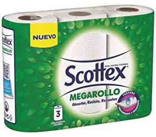 ROLLOS DE COCINA MEGAROLLO SCOTTEX 3 ROLLOS