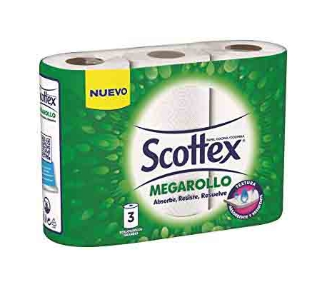 ROLLOS DE COCINA MEGAROLLO SCOTTEX 3 ROLLOS