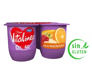 YOGUR VITALINEA 0% SABOR MACEDONIA DANONE PACK 4X120 GRS.