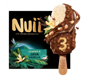 HELADO BOMBON ALMENDRADO CON VAINILLA DE JAVA NUII PACK 3X90 ML.