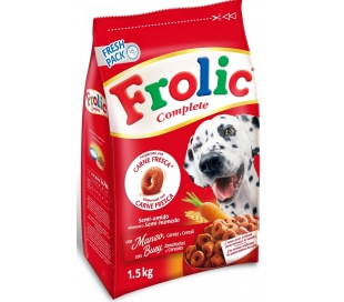 COMIDA PERRO CON BUEY,ZANAHORIAS Y CEREALES FROLIC COMPLETE 1,50 KG.