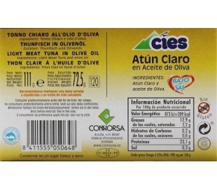 ATUN CLARO AC.OLIVA BAJO EN SAL CIES 72,5 GR.