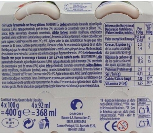 PETIT DANONINO FRESA PLATANO DANONE PACK 4X100 GRS.