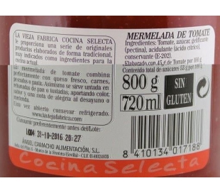 MERMELADA COC.SELECTA TOMATE VIEJA FABRICA 800 GR.