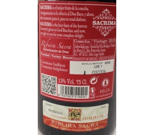 VINO TINTO MENCIA D.O.RIB.SACRA SACRIMA 75 CL.