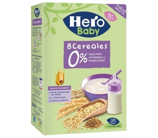 PAPILLA 8 CEREALES,0%AZÚCARES AÑADIDOS HERO 340 GR.