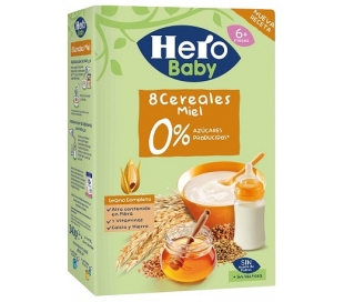 PAPILLA 8 CEREALES MIEL,0%AZÚCARES AÑA HERO 340 GR.