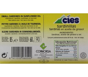 SARDINILLAS ACEITE GIRASOL CIES 60 GR.