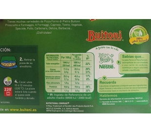 PIZZA FORNO PIETRA TONNO BUITONI 360 GRS.