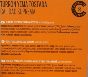 TURRON YEMA TOSTADA CASTILLO DE JIJONA 200 GR.