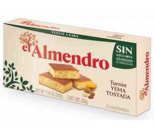 TURRON SIN AZUCAR YEMA TOSTADA EL ALMENDRO 200 GR.