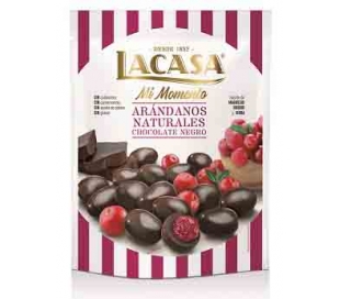 ARANDANOS RECUBIERTOS CON CHOCOLATE NEGRO LACASA 125 GRS.