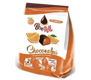 CARAMELO GOMA SABOR NARANJA,GLASEADO CHOCO. BONROLL 150 GRS.