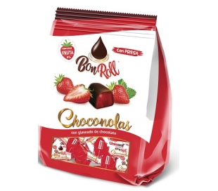 CARAMELO GOMA SABOR FRESA,GLASEADO CHOCOLATE BONROLL 150 GRS.