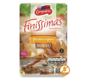 PECHUGA PAVO BRASEADO FINISSIMAS CAMPOFRIO 115 GR.LONCHAS