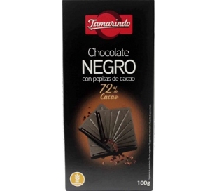 CHOCOLATE NEGRO 72% CACAO CON PEPITAS TAMARINDO 100 GRS.