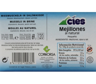 MEJILLONES NATURAL 13/18 CIES 69 GR.