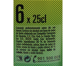 CERVEZA LIMON DORADA BOT. 6X25 CL.