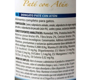 comida-gatos-pate-con-atun-lata-dongato-400-grs