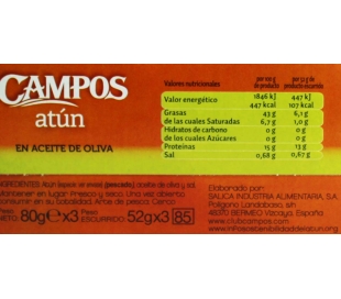 ATUN ACEITE OLIVAS CAMPOS PACK 3X52 GRS.