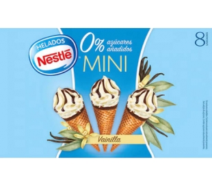 HELADO MINI CONO VAINILLA O% AZUCARES AÑADIDOS NESTLE PACK 8X60 ML.