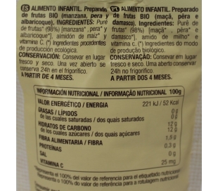 COMPOTA POUCH BIO MANZANA,PERA Y ALBARICOQUE BE PLUS 100 GR.