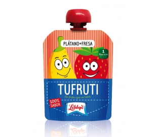 COMPOTA POUCH TUFRUTI,PLATANO Y FRESA LIBBYS 90 GR.