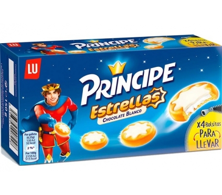 GALLETAS ESTRELLA CHOCOLATE BLANCO PRINCIPE 150 GR. 4 UN.