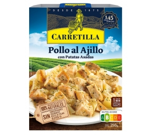 POLLO AL AJILLO CON PATATAS ASADAS CARRETILLA 250 GRS.